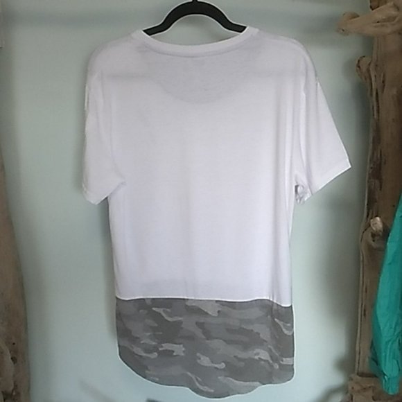 Urban Id Longline 2 Tone White And Camo Short Sleeve Crew Neck - Picture 7 of 8